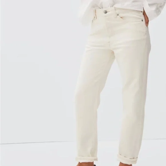 Everlane Women's White Boyfriend Jeans - Picture 2 of 8